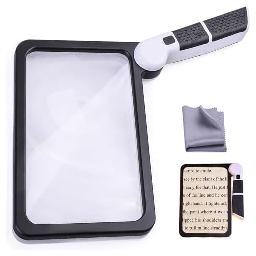 Magnifying Glass with Light, 5X Folding Handheld Large Rectangle Reading Magnifier with Dimmable for Macular Degeneration, Seniors Reading, Close Work, Lighted Gift for Low Visions (5X)