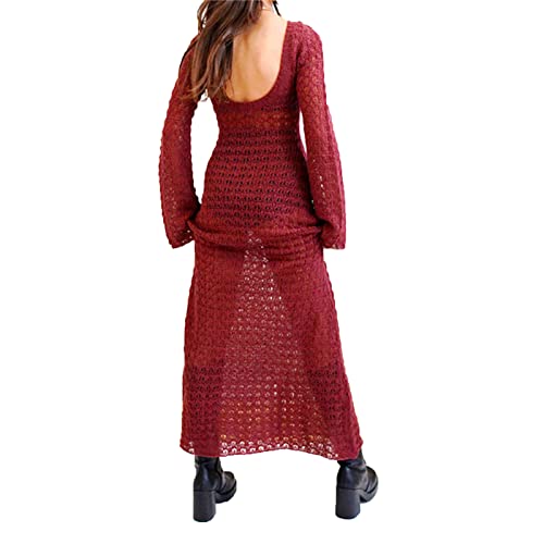 Trajes de baño de Playa Long Huecos para Mujeres, Vestido de Playa de Punto para Mujeres Vestidos Cover