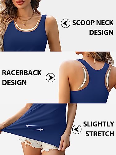 Image of V FOR CITY Womens Unpadded Shelf Bra Tank Tops Racerback Workout Camis Yoga Shirt Cotton Undershirt 2 Pack