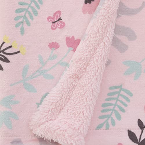 Image of NoJo Carter's Floral Elephant Pink Super Soft Baby Blanket