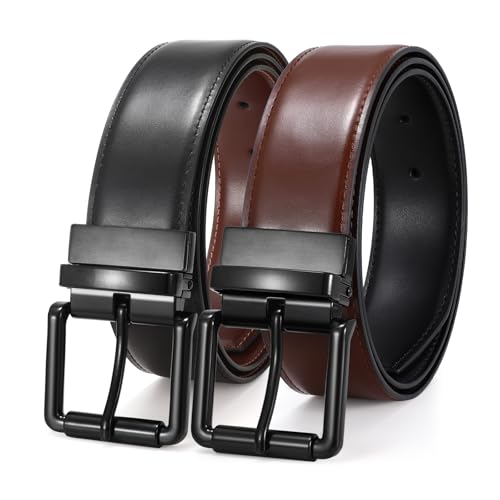 1PCS Men's Reversible Genuine Leather Belt - Dress & Casual, Two-in-One, Business Use