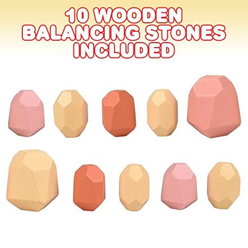 Gamie Wooden Balancing Stones, Set Of 10, Colorful Wooden Stacking Toys For Kids, Teach Patience, Hand Eye Coordination, Colors, And Shapes With Wood Stacking Rocks #TOP1