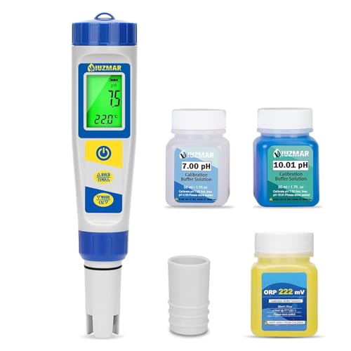 UIUZMAR Testeur de Chlore pH Sel Testeur Testeur pH et Chlore Piscine 7 en 1 pH Chlore TDS EC ORP Temp 0.1 Haute Précision Testeur professionnel pH Mètre Piscine pour...