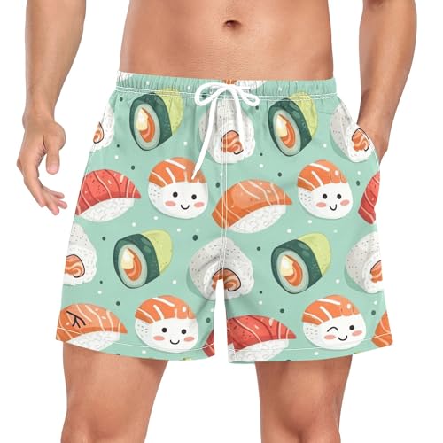 xigua Sushi Mens Swim Trunks with Liner, 5 inch Quick Dry Mens Boardshorts for Beach