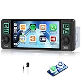 Autoradio Bluetooth 12,7 cm Touchscreen Single Din Auto Stereo Audio, Auto Audio mit Wireless Carplay Android Auto Mirror Link FM Typ C/USB/EQ/Schnellladung/7 Farblicht/SWC