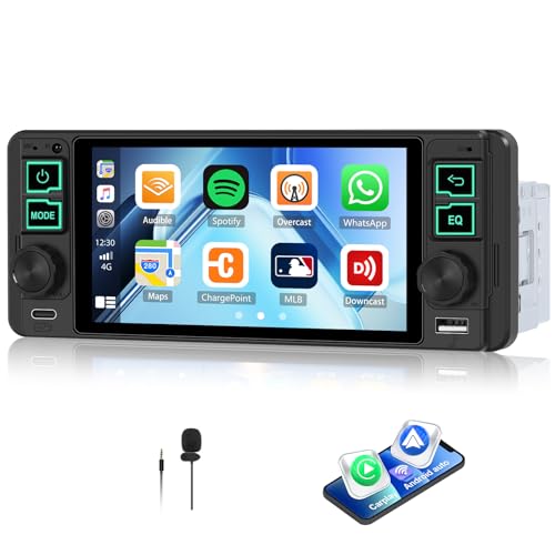 SIXWIN 1 Din �J�[�X�e���I���W�I 5.1�C���` �^�b�`�X�N���[�� HD MP5 �J�[�}���`���f�B�A�v���[���[ Bluetooth FM���W�I���V�[�o�[�t�� �o�b�N�r���[�ڑ��Ή�