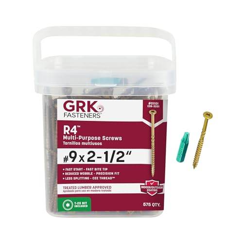 GRK Fasteners R4 #9 x 2-1/2 inch Multi-Purpose Framing Screws, 575 pieces