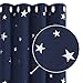 Produktbild Deconovo Vorhänge Verdunkelung für Schlafzimmer Thermovorhänge Kälteschutz Blickdichte gardinen mit Ösen Vorhänge mit Muster Sterne, 290x140 cm(HöhexBreite), Dunkelblau, 2er Set