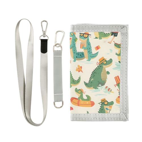 zyrtty Kids Wallets for Boys Girls Ages 4-18 Trifold, Crocodile Character Cartoon Wallet with Zippered Coin Pocket and Card Holders, Novelty Wallet for Childrens Birthday Gifts
