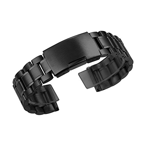 Preisvergleich Produktbild Zeiger Unisex Edelstahl Uhrenarmband Faltschließe 20mm Schwarz B011