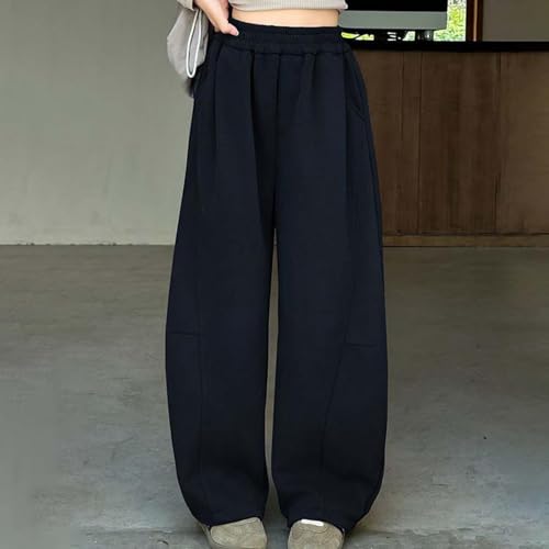 Teen Girls Baggy Sweatpants Cotton Linen Wide Leg Joggers Pants Kids Straight High Waist Plain Trousers with Pockets4