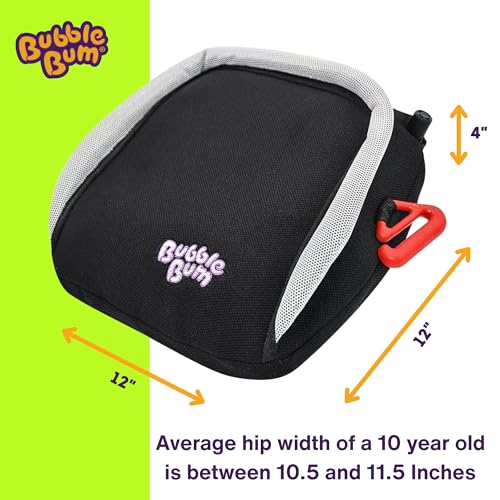 bubblebum inflatable booster car seat  foldable lightweight backless travel booster seat for kids portable carseat for toddler fits 3 across compact for uber - ages 4-11 year old - black
