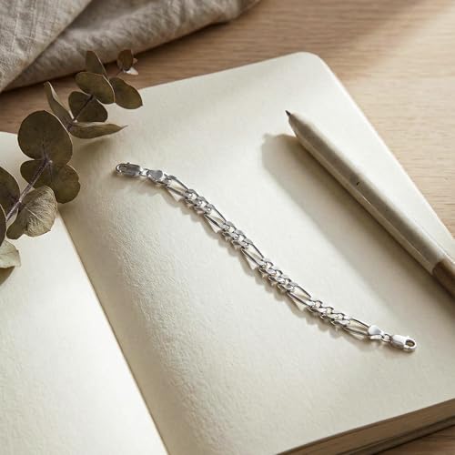 Image of TRUESILVER ACPL 925 Sterling Silver BIS Hallmarked Italian Figaro-Chain Bracelet for Men Boys