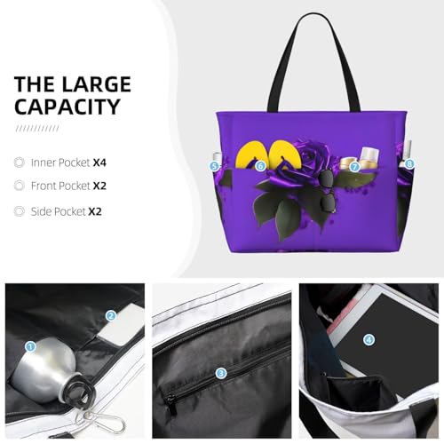 Sac à bandoulière imperméable motif fleurs violettes et noires taille unique - 3
