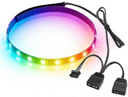 40cm Magnetic ARGB LED Strip for PC Case, Silicone Encased 24 LEDs, 5V 3-Pin Addressable RGB Light Sync with Motherboard