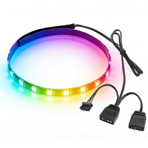 ELFJMZP 40cm Magnetic ARGB LED Strip for PC Case, Silicone Encased 24 LEDs, 5V 3-Pin Addressable RGB Light Sync with Motherboard