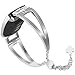 Mostof Bling Metal Bracelet Compatible with Inspire/Inspire HR Bands with Case, Women Girl Stainless Steel Jewelry Strap Bangle Replacement for Inspire/Inspire HR, Silver