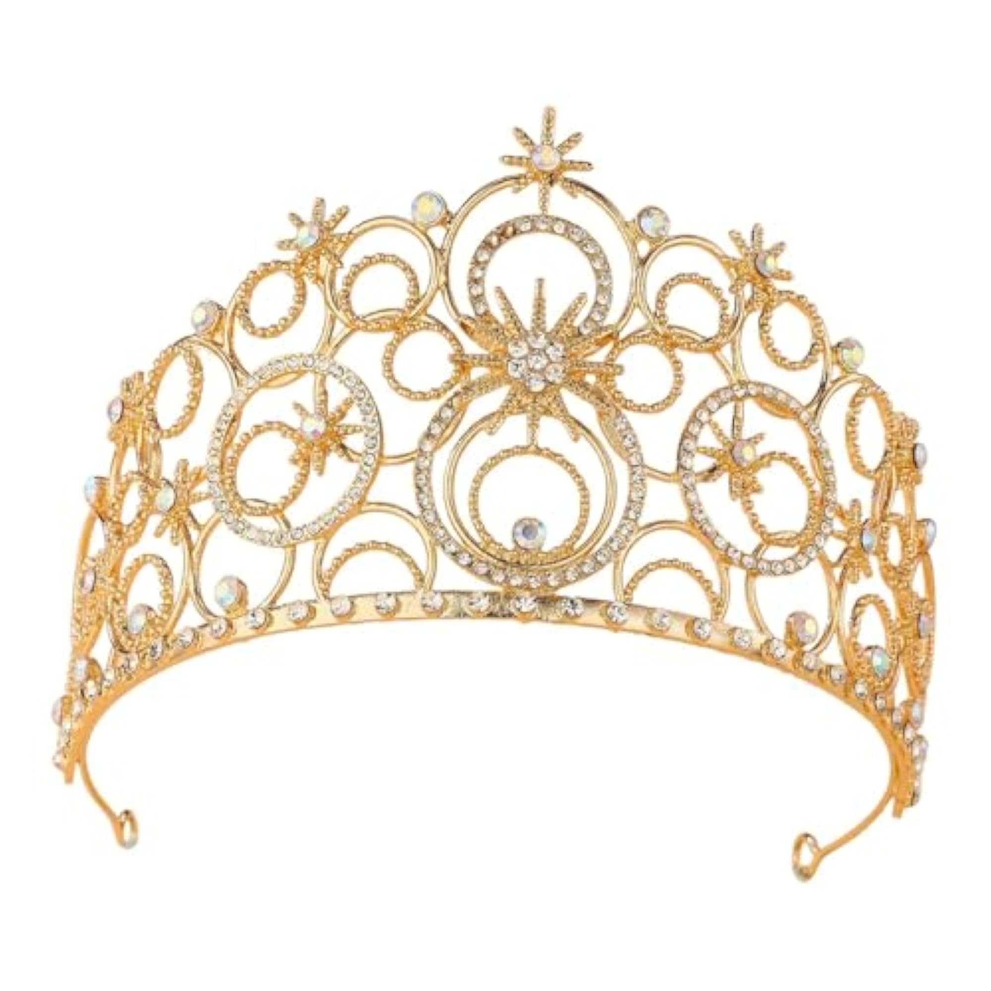 Women's Gold Rhinestone Crown Tiara Headband for Ceremonies