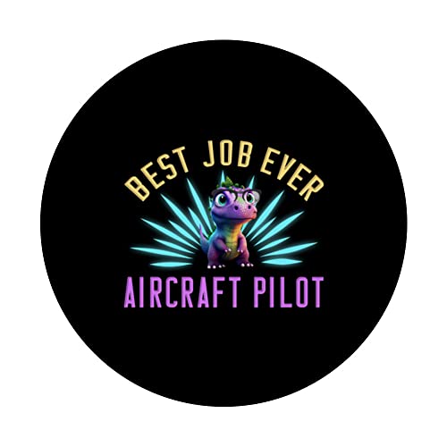 Best Job Ever Aircraft Pilot Finest Worker Profession Puns PopSockets Swappable PopGrip, Black - Image 3