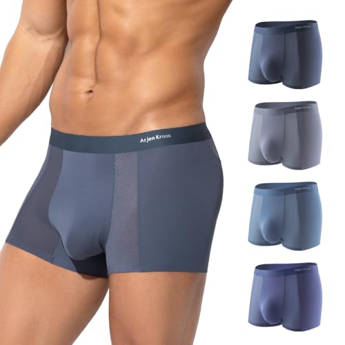 Arjen Kroos Boxers Homme Lot de 4 Modal Caleçon Doux Respirant Mesh sous-vêtement Confortable...