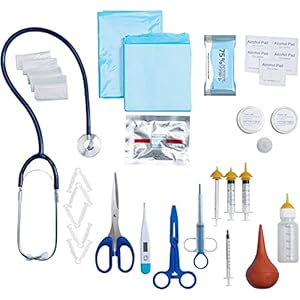 Puppy kitten whelping kit whelping kit with feeding nipple bottle stethoscope scissors cord clamps aspirator etc full kit   cucciolini doodles