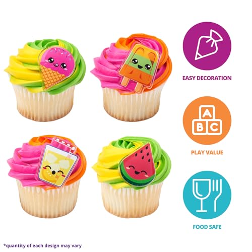 Smiley Summer Treats Cupcake Decoration Toppers | 24 Pack Party Cake Rings by DecoPac - Used condition - Image 2