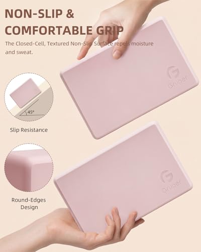 Gruper Yoga Blocks 2 Pack, 9\"x6\"x3\" Exercise Blocks High-Density EVA Foam Blocks with Soft Non-Slip Surface, Lightweight Yoga Props for Yoga Pilates Meditation & Stretching - Thumbnail 3