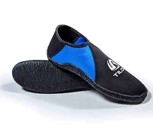 Tilos Dive Boots Neoprene Wetsuit Booties Scuba Diving Booties 1mm for Men Women, Fin Booties Quick-Dry Anti-Slip Water Sports Boots for Surfing Fishing Kayaking Wading and More (Blue, Size 5)