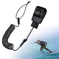 NHTJTHE SUP Leash 5mm,Surfboard Leash, Einziehbar Surfboard Leash für Wassersport, Fußschlaufe für Surfboard, Surf Zubehör für Damen Herren Kinder-Schwarz