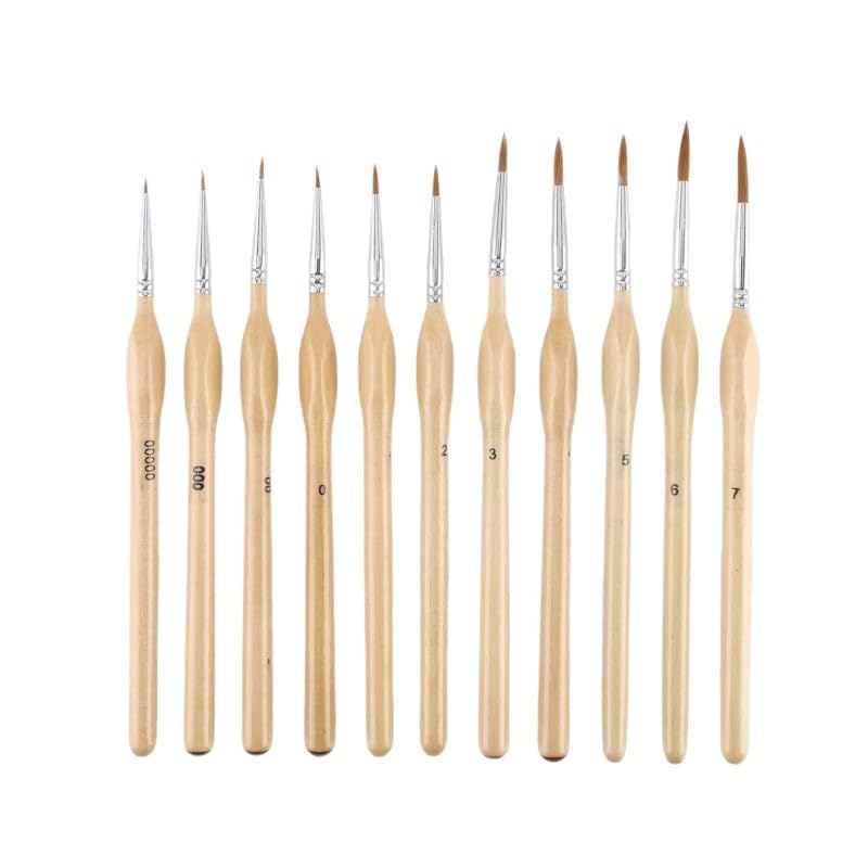 Set di pennelli for pittura a guazzo in nylon for capelli in legno massello | Colore del legno: for la pittura su roccia a guazzo, acquerello, olio acrilico