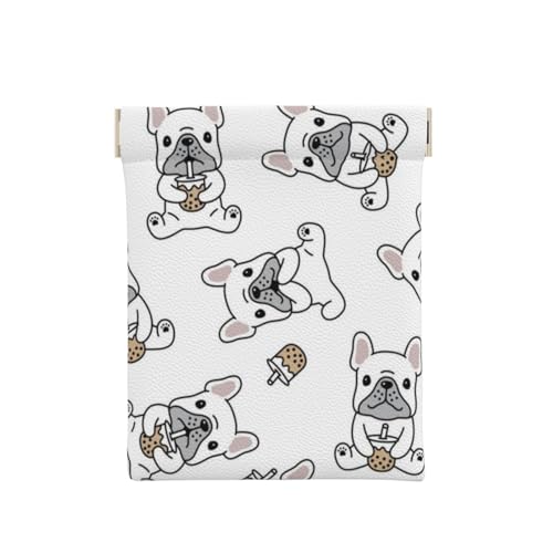 Modello carino bulldog francese, Spremere il portafoglio superiore da donna Borsa portaoggetti Piccola portamonete Portamonete