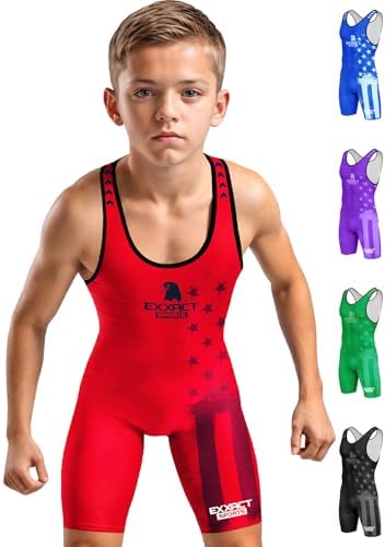 Exxact Sports Sublimated Youth Wrestling Singlet For Boys, Premium Powerlifting Singlet, Kids Wrestling Singlets