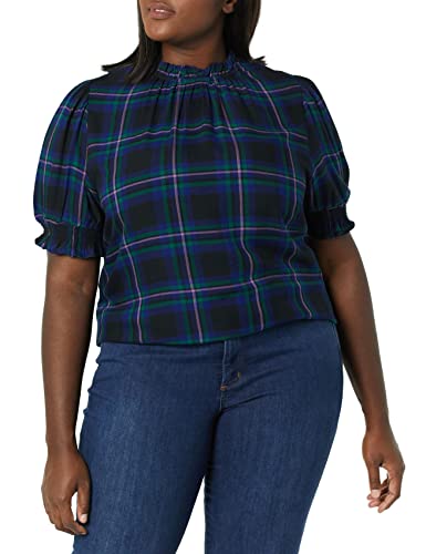 Amazon Essentials Women's Fluid Twill Short Puff Sleeve Smock Detail Shirt3