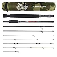 Rigged and Ready™ X5 Reise-Angelrute - 5 Ruten in Einer | 220cm + 190cm, zerlegbar - 10 Teile | High Perf. Angeln | Karpfen- und Hechtangeln | Angelset für Handgepäck
