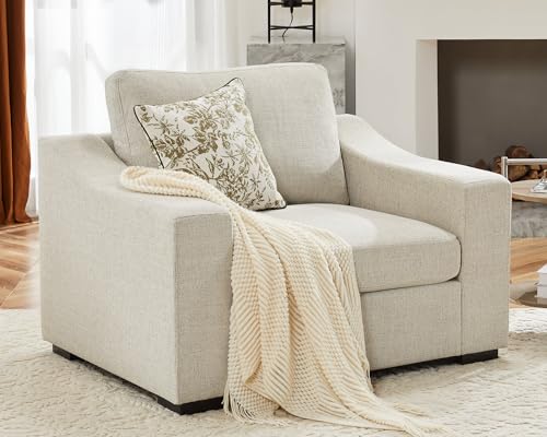 ABCASA 47" Oversized Upholstered Accent Chair, Linen Oatmeal
