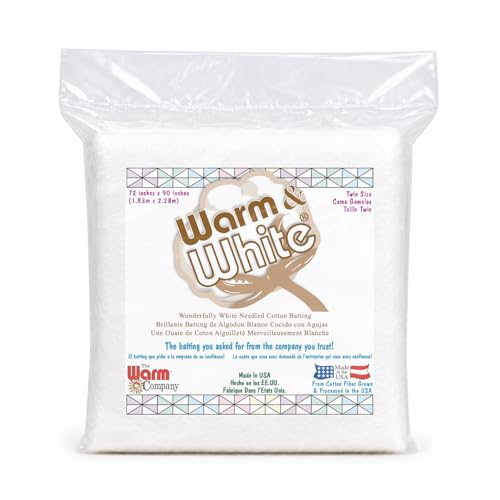 The Warm Company — Warm & White Cotton Batting — Twin Size 72' x 90' Pre-Cut, Premium...