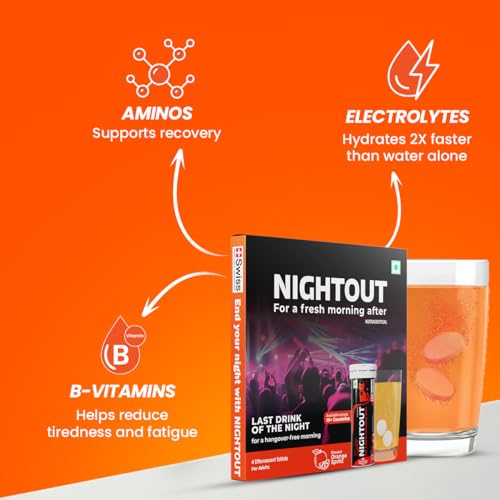 Image of Fast&Up NightOut | 4 Effervescent tabs | Instant Hangover Relief | Helps detoxify liver | Rapid hydration & energy | Helps prevent Hangover | Zero sugar | Orange Flavour