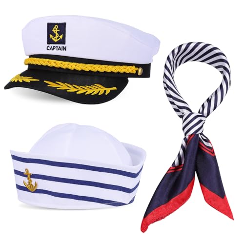 GALPADA Captain Hat Scarf Set Sailor Costume Accessories Navy Hats Boating Events