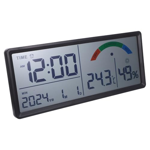 Reloj de pared digital LED con termómetro e higrómetro LCD y estructura de ABS 2