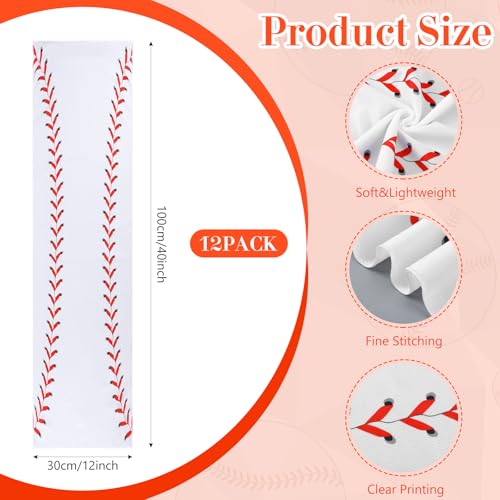 Tujoe 24 Pcs Sport Gifts, Includes 12 Pcs Cooling Towels 40"x12" Workout Towels, 12 Portable Fan Mini Handheld Fan for Team Gift Sport Party Favors, Battery Not Include(White,Baseball)