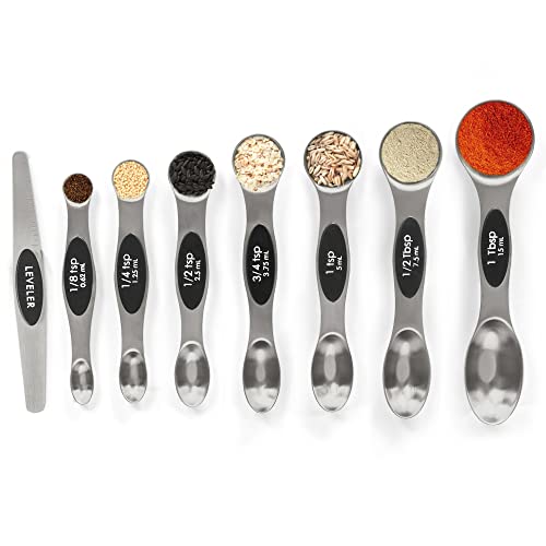 Magnetic Measuring Spoons Set with Leveler, Stackable Stainless S...