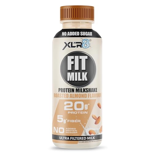 Image of XLR8 FitMilk Protein Milk | 20g Protein Milkshake 250ml (Pack of 6) | 5g Fibre | Roasted Almond | No Added Sugar | Contains Prebiotic Fiber | Ideal for Early Mornings, Pre & Post Workouts Energy Drink