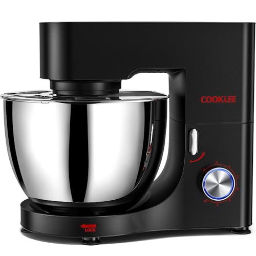 COOKLEE Stand Mixer, 9.5 Qt. 660W 10-Speed Electric Kitchen Mixer