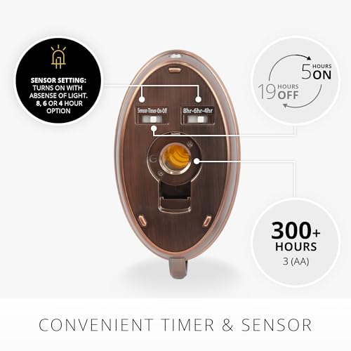 Image of Luminara Ivory & Bronze Window Taper Candle, 1 inch x 9.75 inch Flickering Flameless Patented Real Flame Plastic Taper, Battery Operated w /Timer, Remote Ready (Sold Separately) Christmas Holiday Decoration