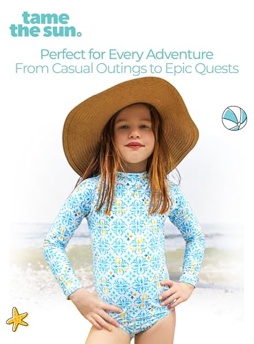 Image of One Piece Girls Swimsuit Long Sleeve UPF 50+ Rash Guard with UV Protection