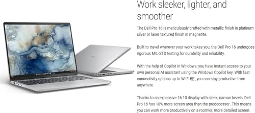 Image of Dell Pro 16 Premium Business Laptop | Next Gen Ultra 5 235U(12 Core /4.9GHz) | 16 inch WUXGA AI PC, 16GB DDR5 RAM, 1TB SSD, Backlit KB, WiFi 6, Win 11 Pro- for Professional Workstation & Business Productivity