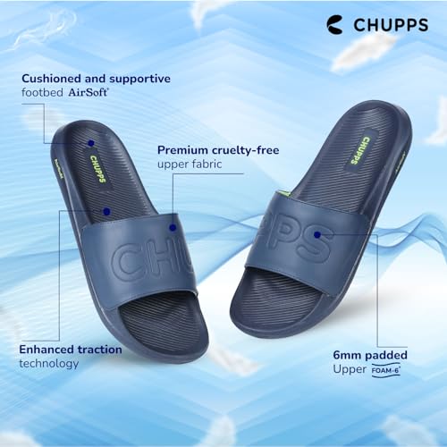 Image of CHUPPS Pure Black Drift Orthopedic Slippers | Soft Footpharma Footbed | Breathable Ventilation Holes | Lightweight Flip Flops | Anti-Skid Chappals for Everyday For Mens