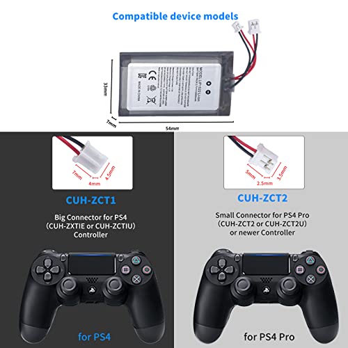 Juboty 2Pcs 2000Mah Ps4/Ps4 Pro Controller Battery, Li-Ion Internal New Upgrade Battery Replacement For Sony Playstation 4 Dualshock 4 Cuh-Zct2 Cuh-Zct2E Cuh-Zct1E Cuh-Zct1U With 4 Repair Tool Kits thumb #5