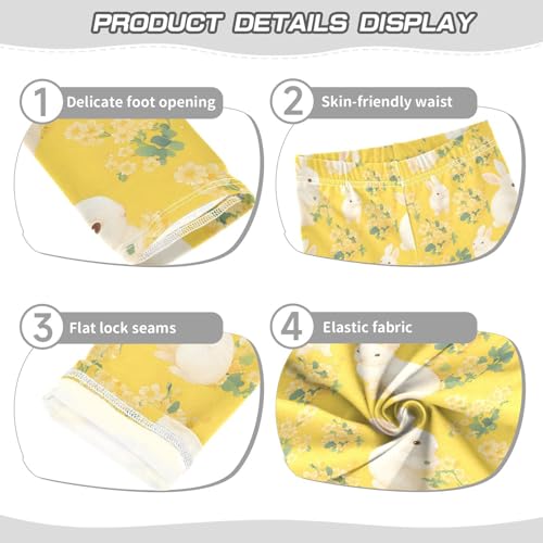 Girls' Leggings Children's Yoga Pants Skinny Printed Dance Rabbit Animal Yellow Comfortable 4T2
