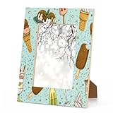 Delicious Ice Cream Pattern 4x6 Picture Frame, Cartoon Summer Food Wooden Photo Frames for Tabletop and Wall Display, Picture Frame Home Office Decor